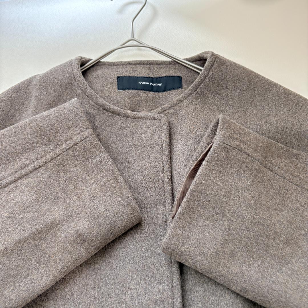 美品 ジャーナルスタンダード　スーパー140ビーバーノーカラーコート リバー