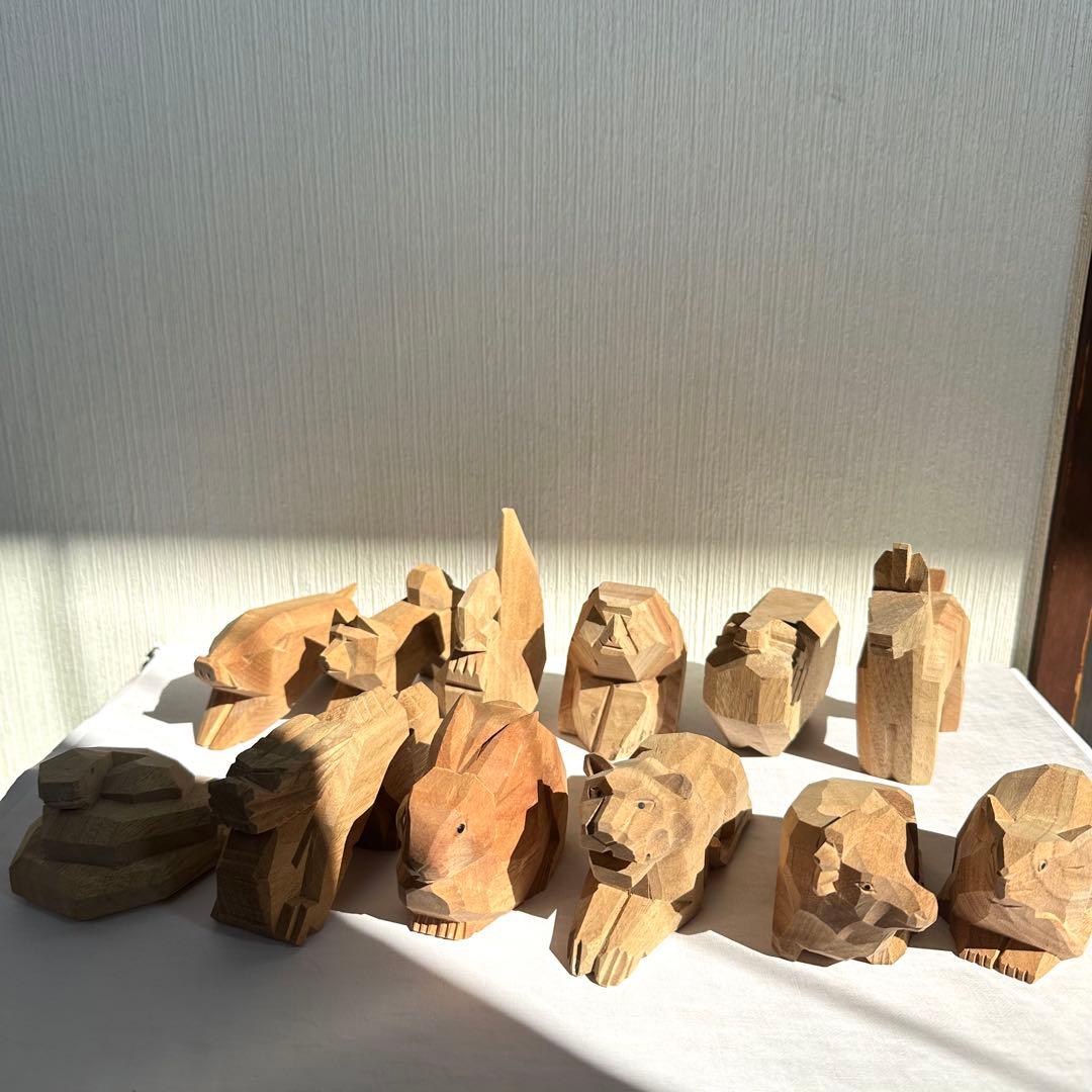 レア！伊勢神宮 木彫り 十二支 干支置物セット 12体 木箱付き