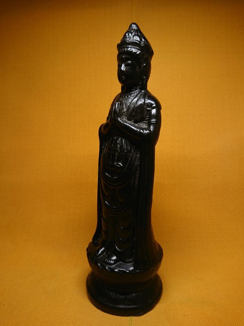 仏教美術　観音　仏像　彫像　石製　置物　インテリア　工芸品　美術品　A1356