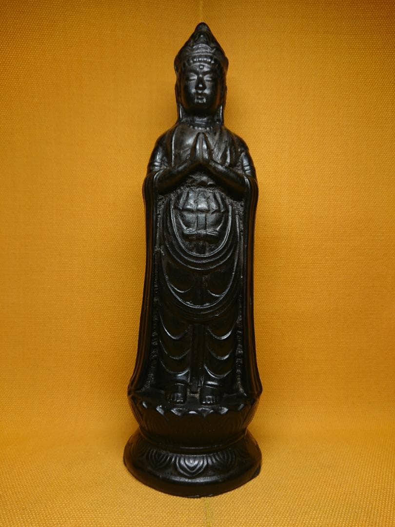 仏教美術　観音　仏像　彫像　石製　置物　インテリア　工芸品　美術品　A1356