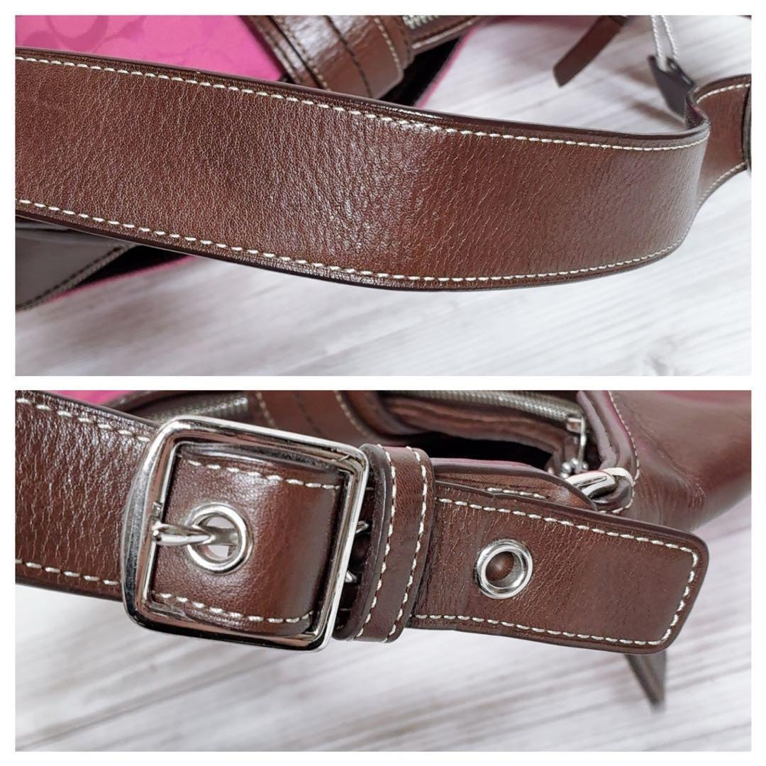 COACH ワンショルダー ソーホー シグネチャー ピンク レザー キャンバス