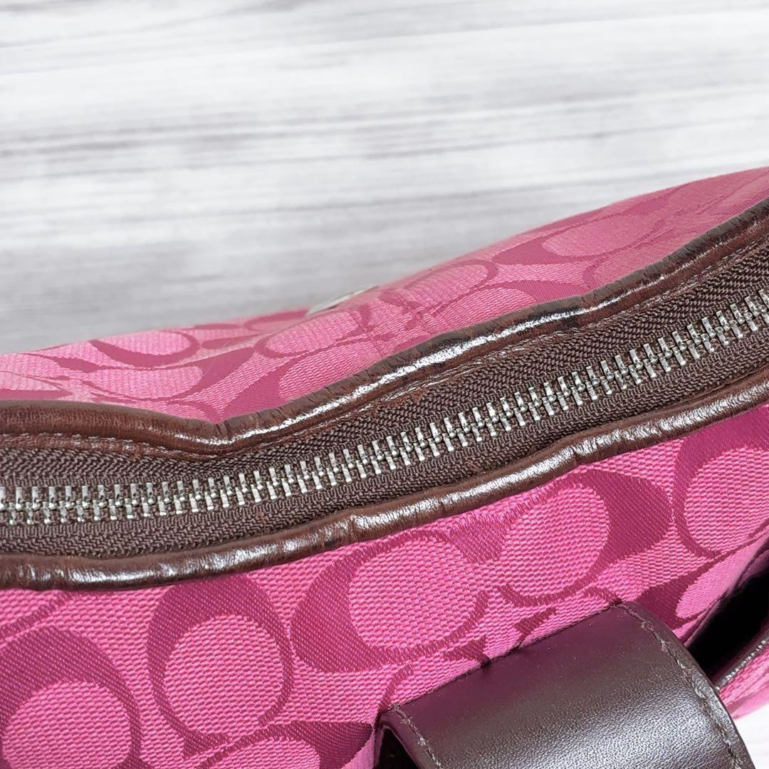 COACH ワンショルダー ソーホー シグネチャー ピンク レザー キャンバス