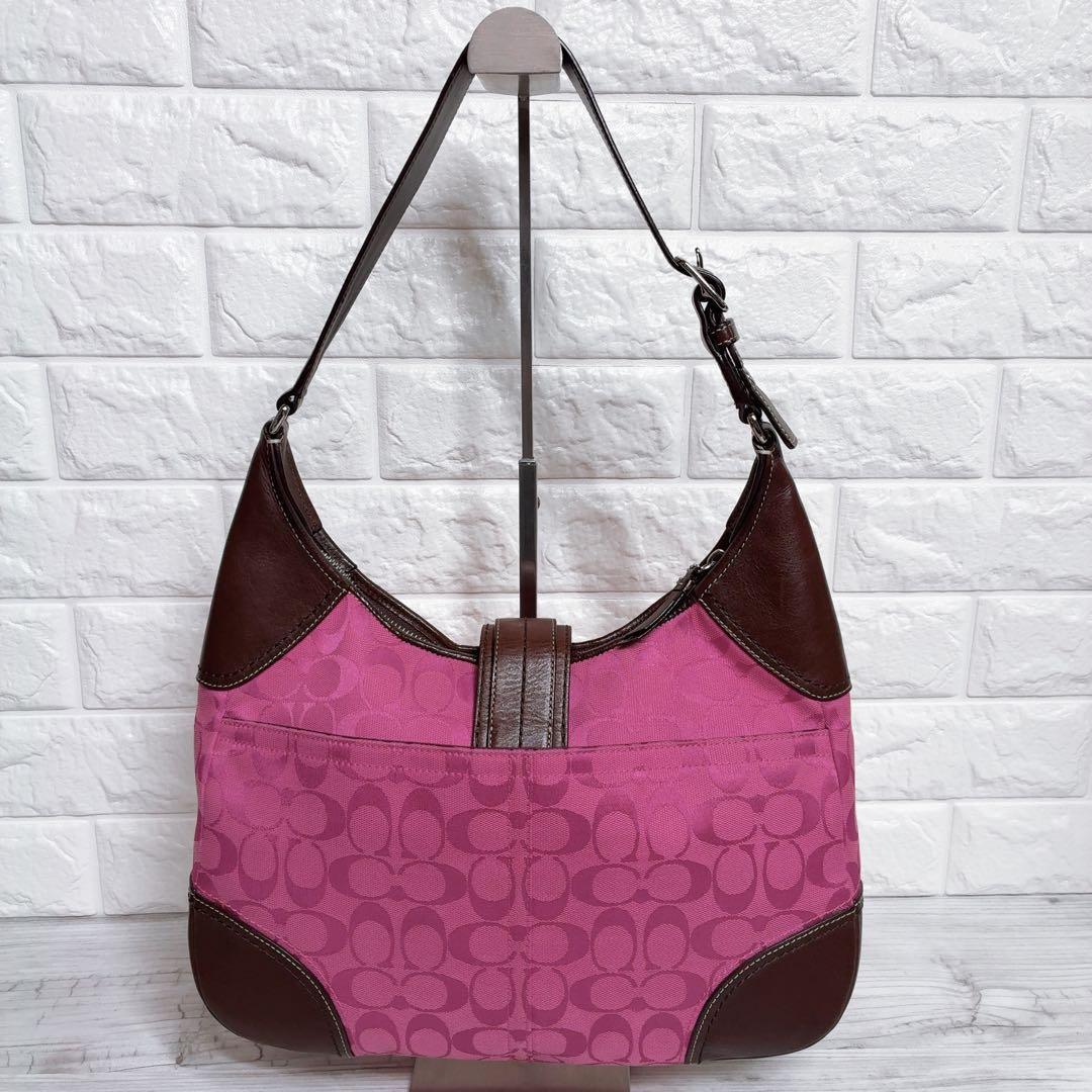 COACH ワンショルダー ソーホー シグネチャー ピンク レザー キャンバス