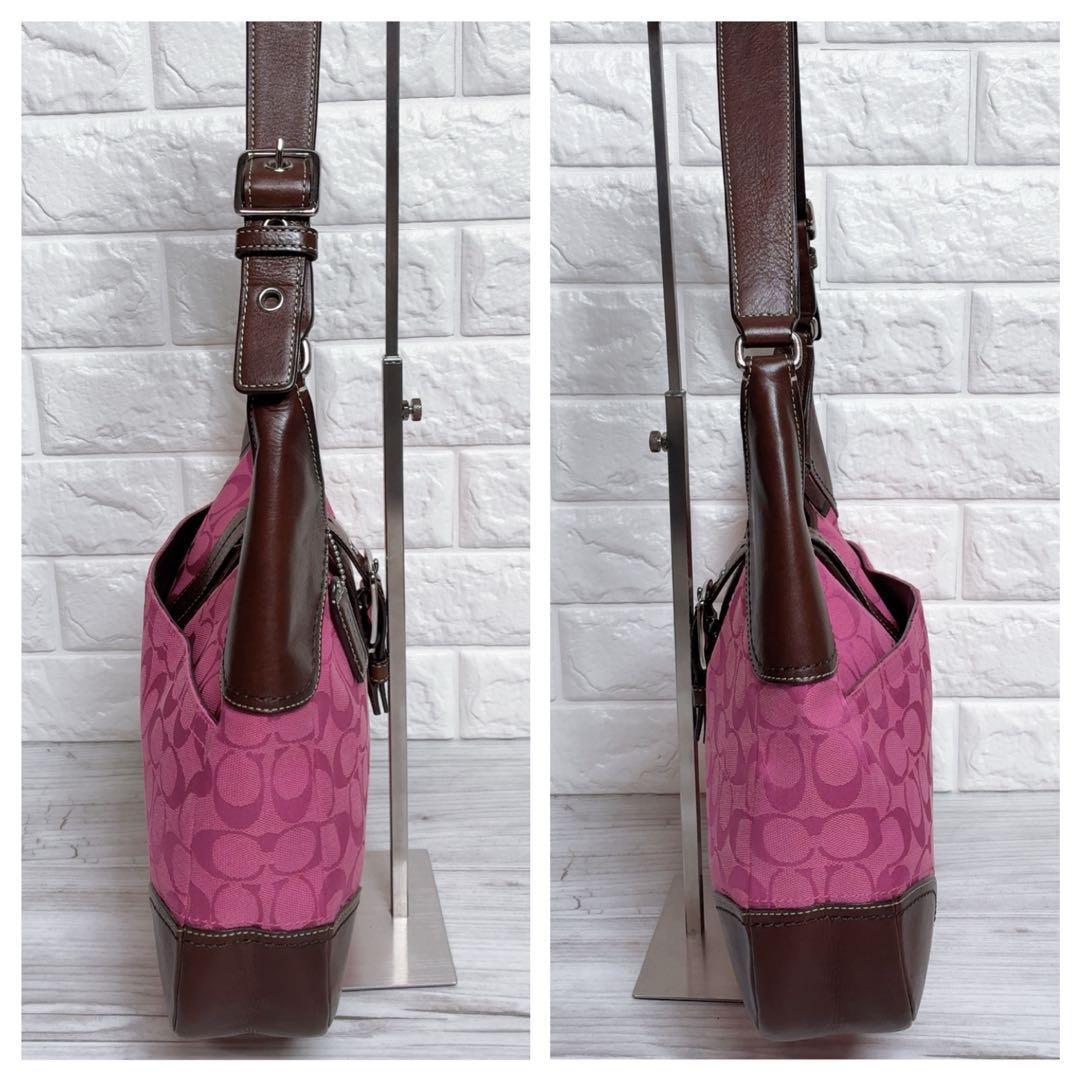 COACH ワンショルダー ソーホー シグネチャー ピンク レザー キャンバス