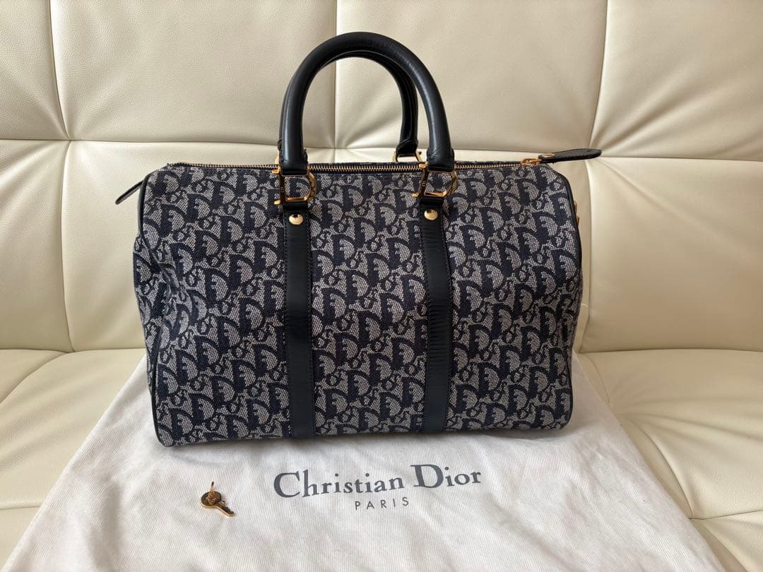 ⑥クリスチャンディオール トロッター柄 D金具 ボストンバッグ 南京錠　保存袋