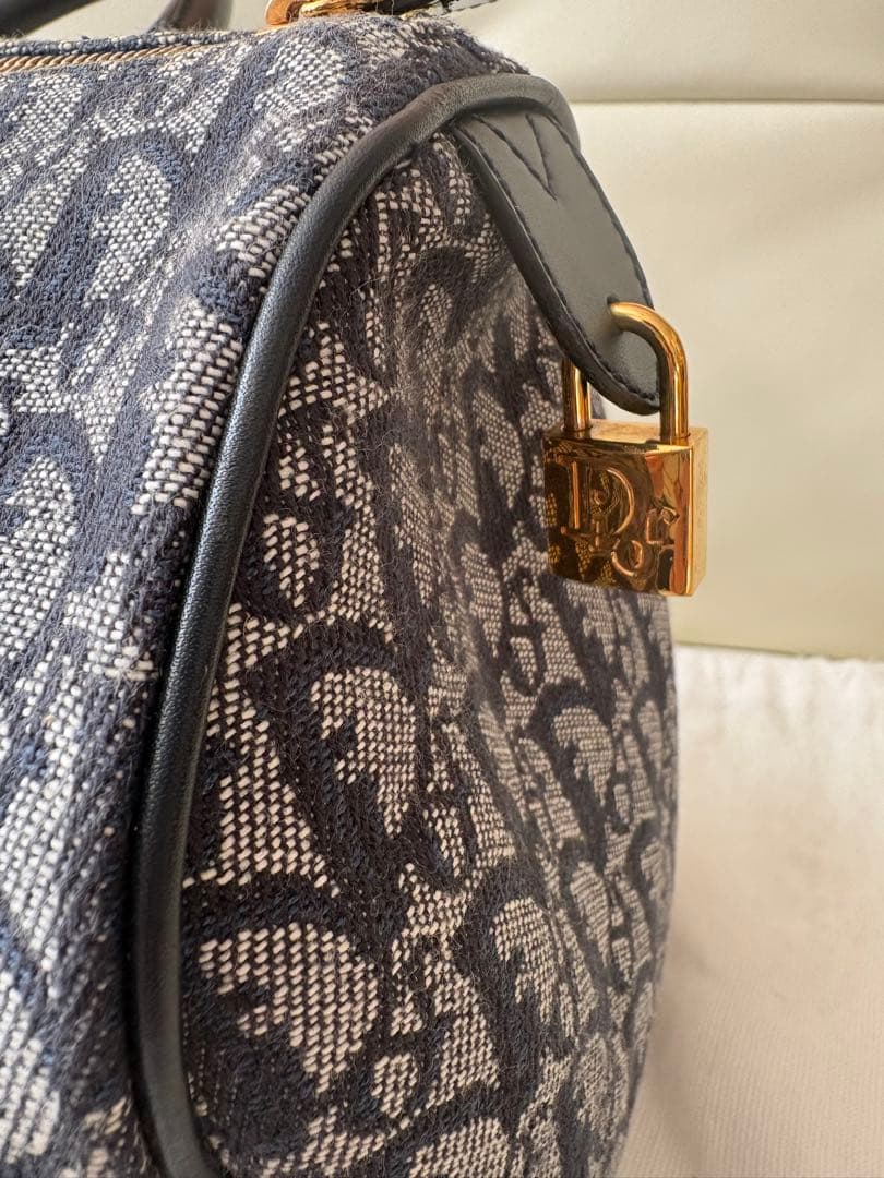 ⑥クリスチャンディオール トロッター柄 D金具 ボストンバッグ 南京錠　保存袋