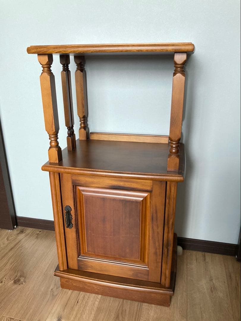 電話台 キャビネット シェルフ 花台 ラック 収納棚 レトロ ヴィンテージ　木製