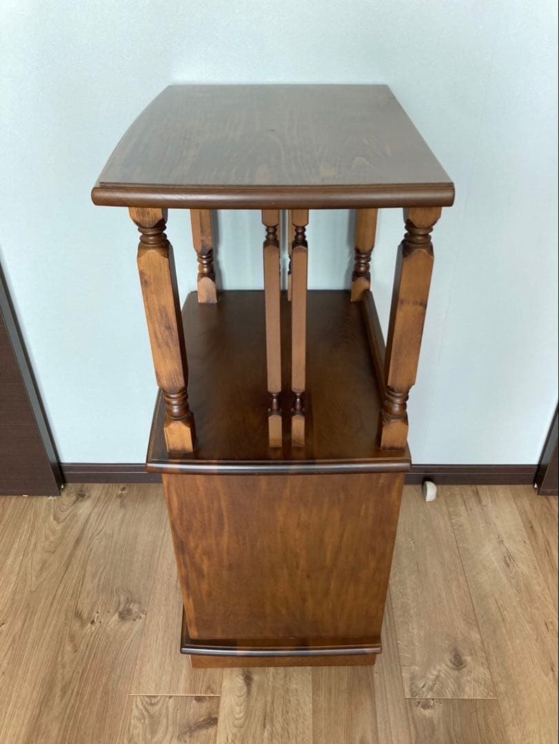 電話台 キャビネット シェルフ 花台 ラック 収納棚 レトロ ヴィンテージ　木製