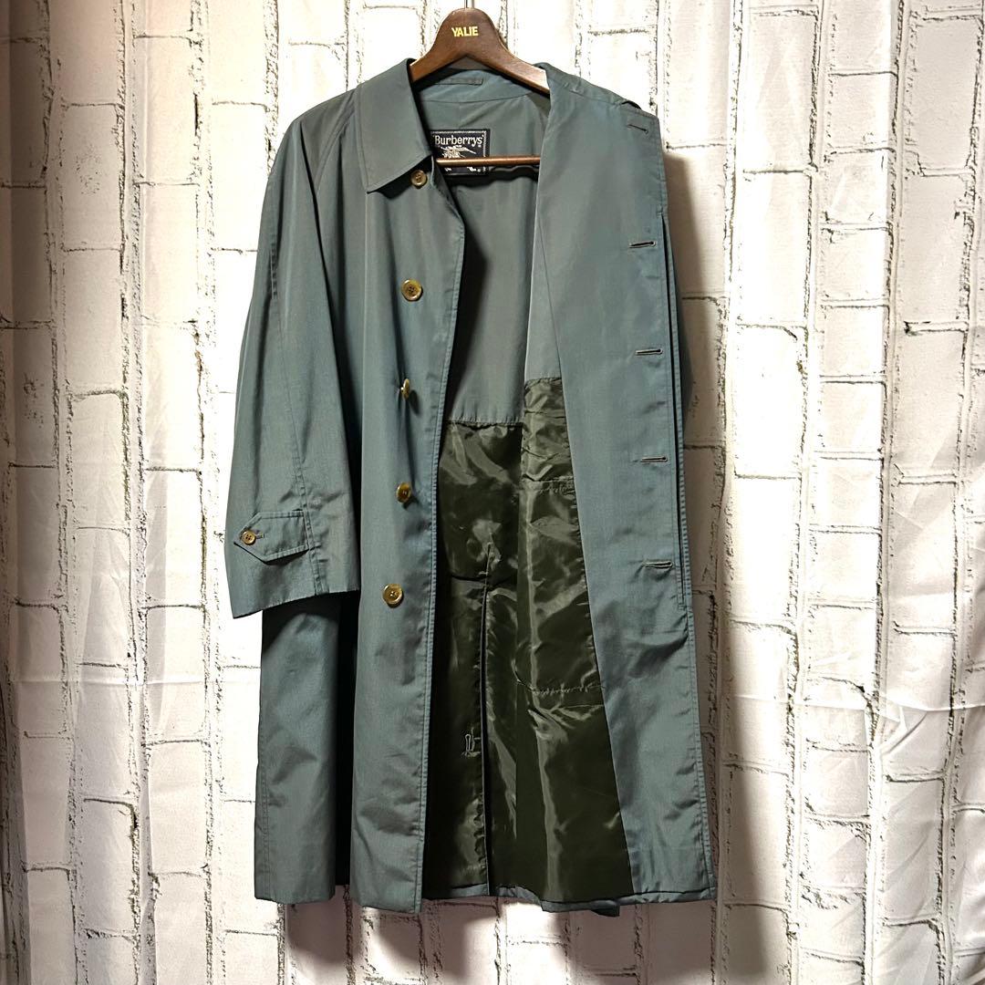 美品 Burberrys バーバリーズ ヴィンテージ バルマカーンコート 青緑