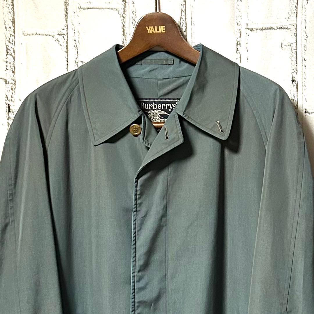 美品 Burberrys バーバリーズ ヴィンテージ バルマカーンコート 青緑