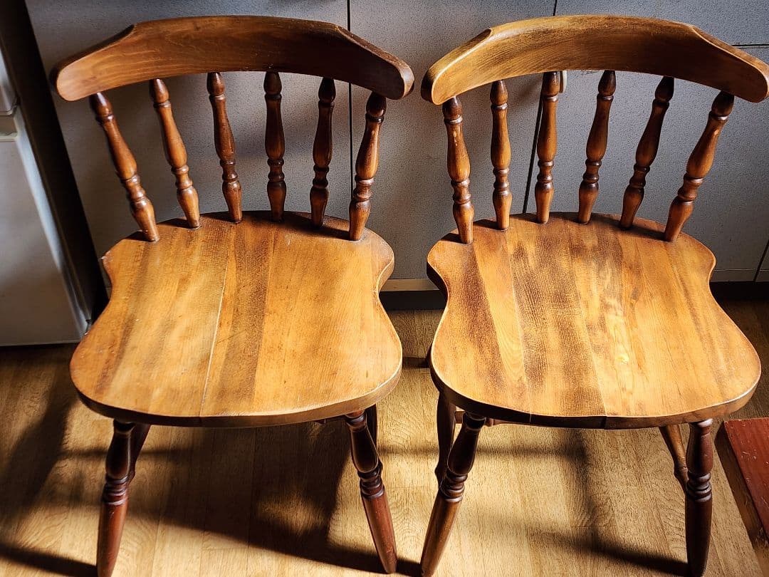 【直接引取限定】飛騨産業 『ダイニングチェア2脚』アンティーク家具　昭和レトロ