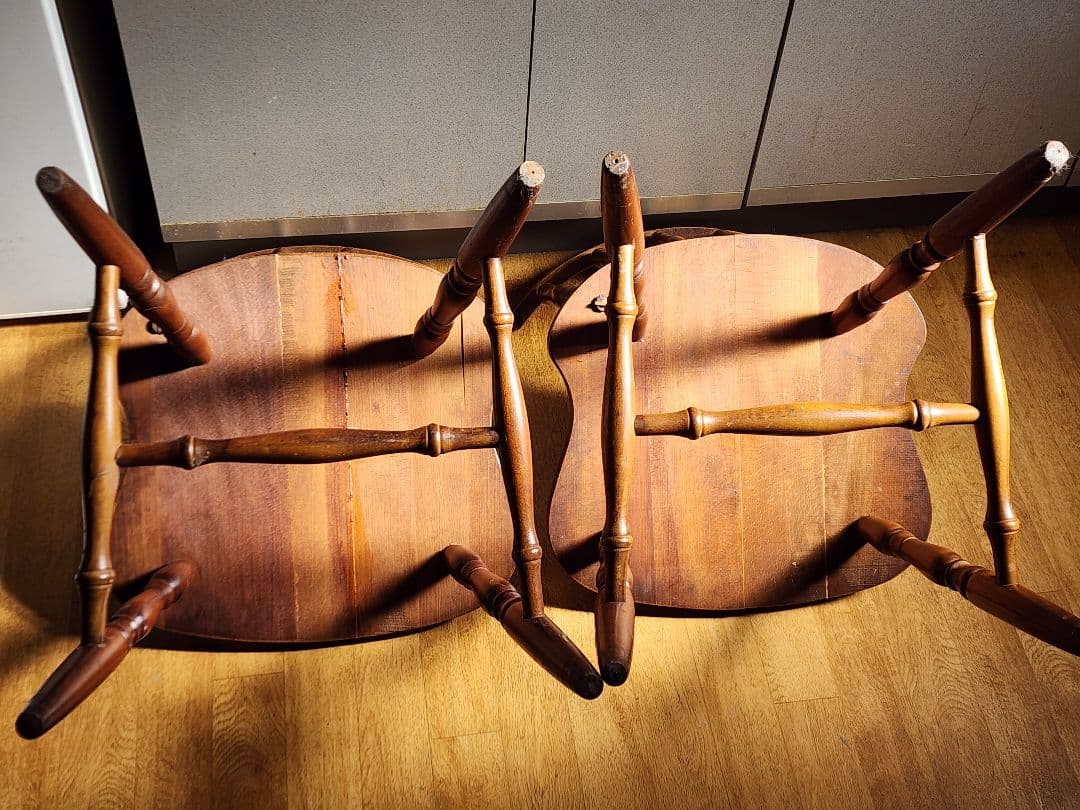 【直接引取限定】飛騨産業 『ダイニングチェア2脚』アンティーク家具　昭和レトロ