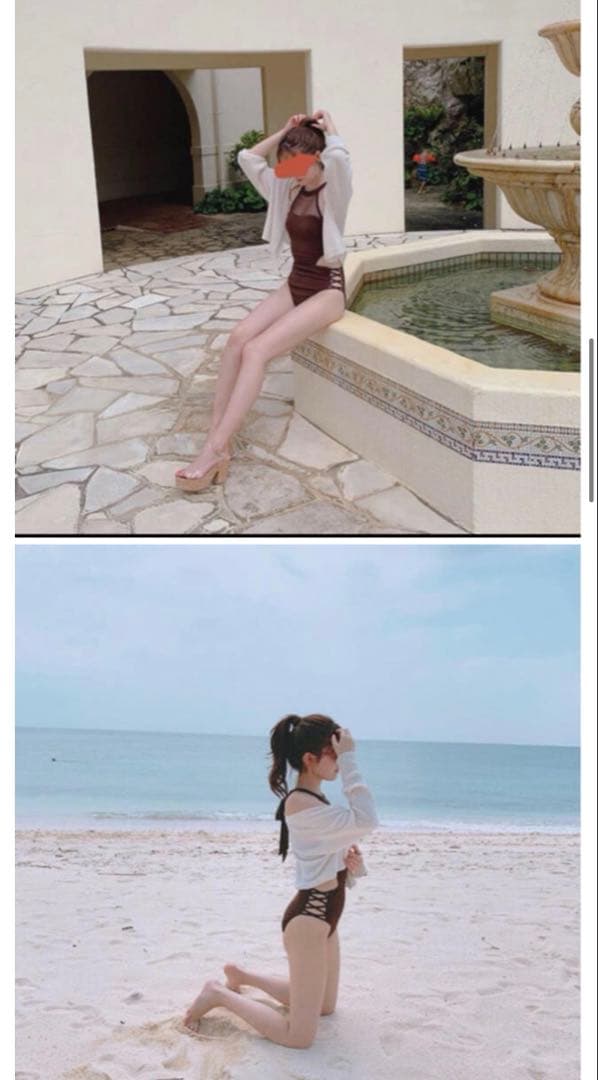 SNIDEL ホルターネックスウィムワンピース スナイデル　ブラウン