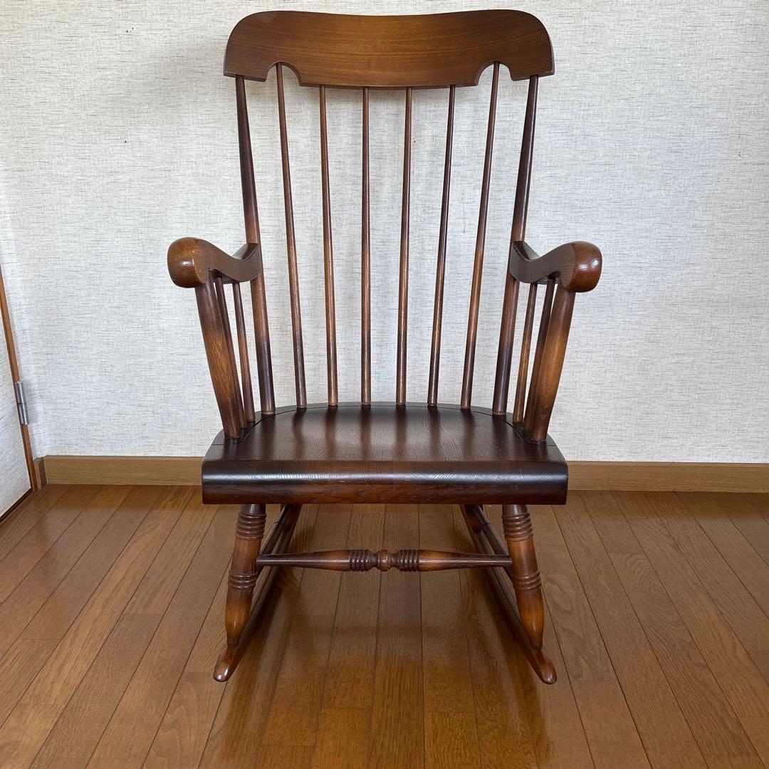 飛騨産業キツツキマーク木製ロッキングチェア ブラウン