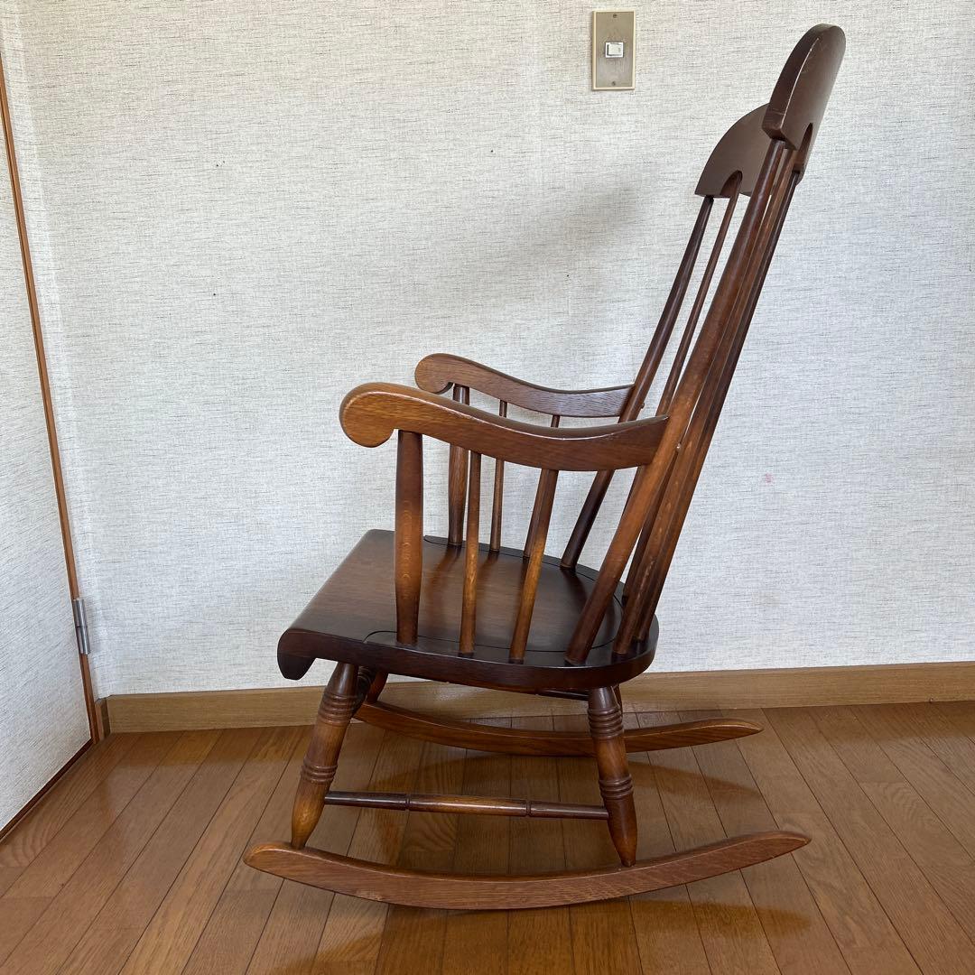 飛騨産業キツツキマーク木製ロッキングチェア ブラウン