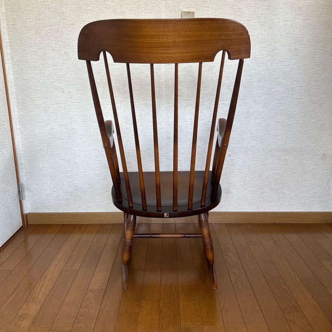 飛騨産業キツツキマーク木製ロッキングチェア ブラウン