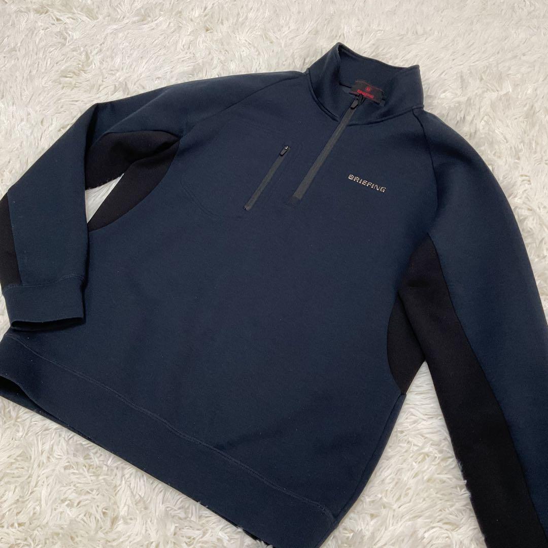 BRIEFING ハーフジップ スウェット 3Dロゴ ネイビー Mサイズ