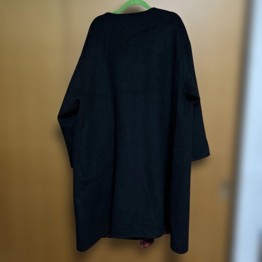 IEDIT きくちあつこコラボ 2-WAYリバーコート レッドチェック×ブラック