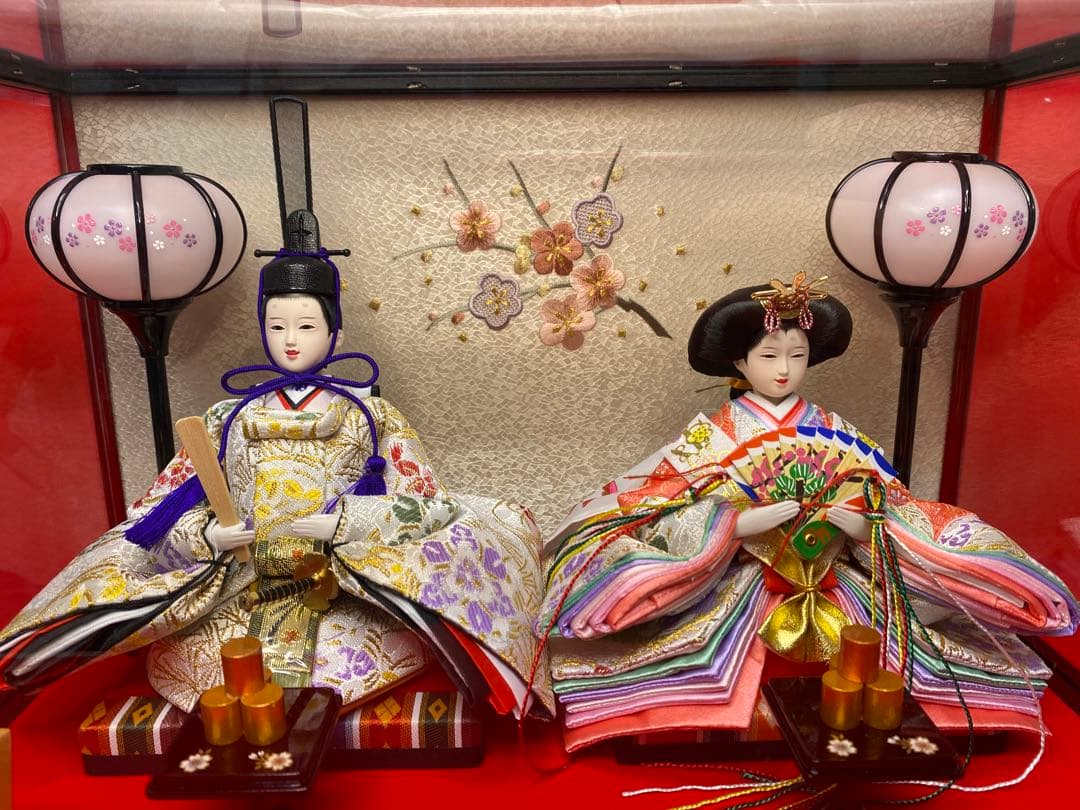 東京久月　雛人形アクリルケース入り親王飾り・間口約４１×奥行約２５×高さ約２８㎝