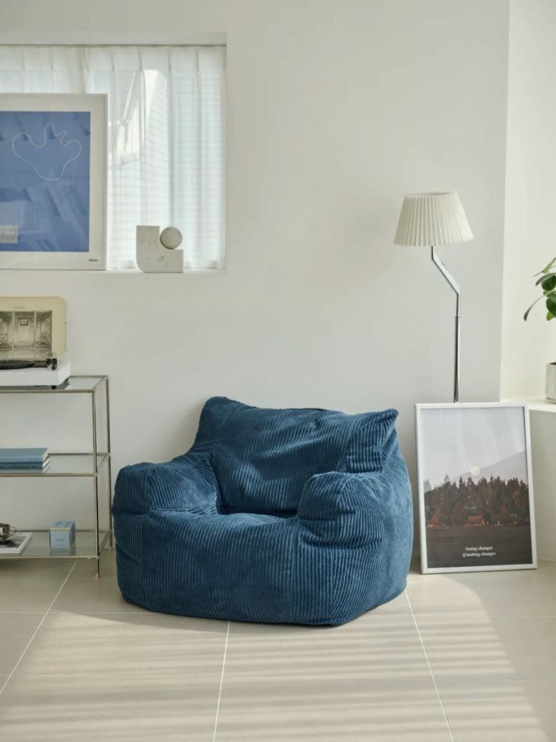 【美品】LOOSY 1人掛けビーズソファ　ネイビー