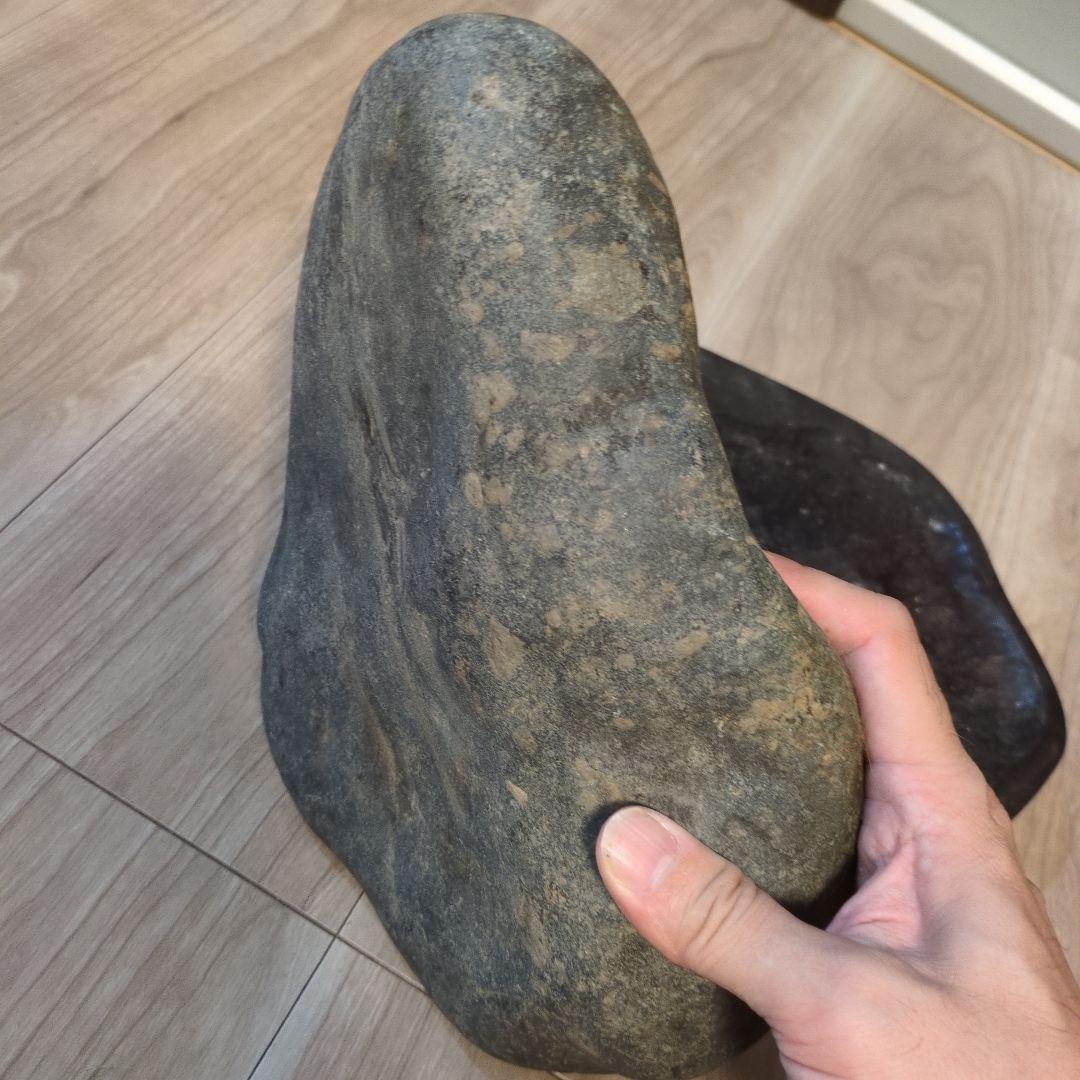 水石 溜まり 天然石 約4.6kg 原石 鑑賞石 自然石 専用台座付 希少 レア