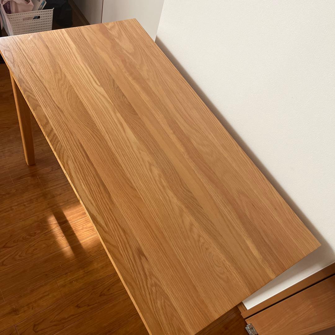無印良品　無垢材デスク（引出し付）・オーク材