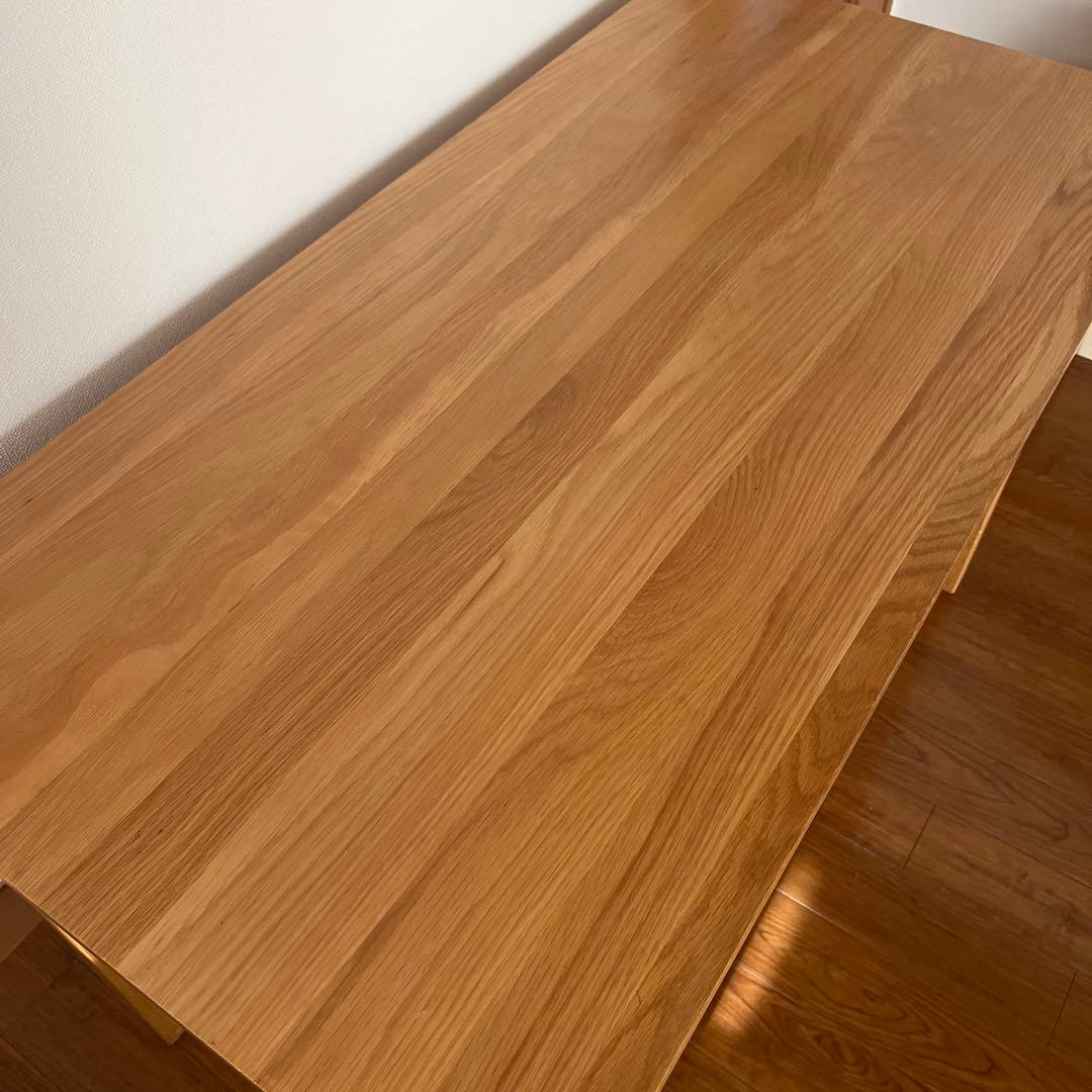 無印良品　無垢材デスク（引出し付）・オーク材