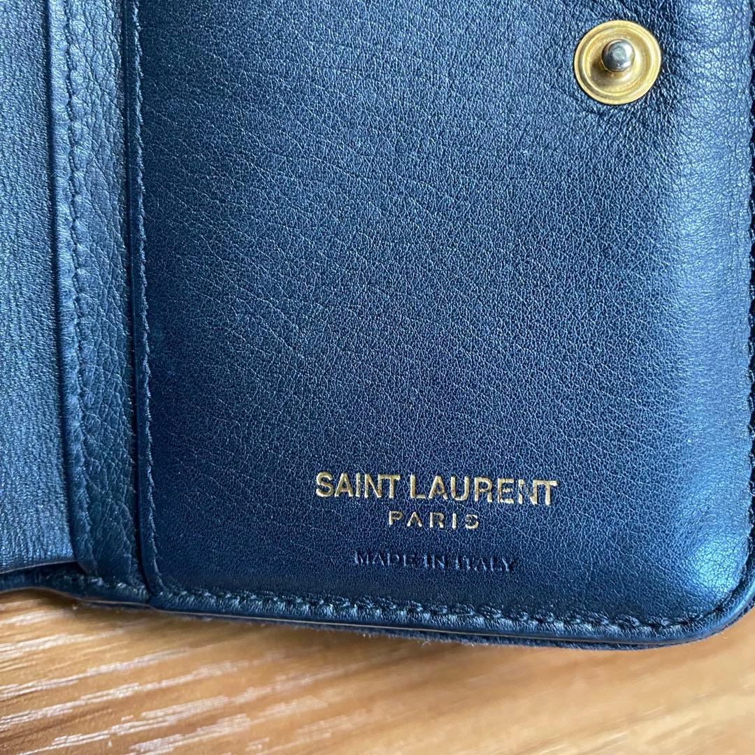 YSL ブラック　レザー 二つ折り財布