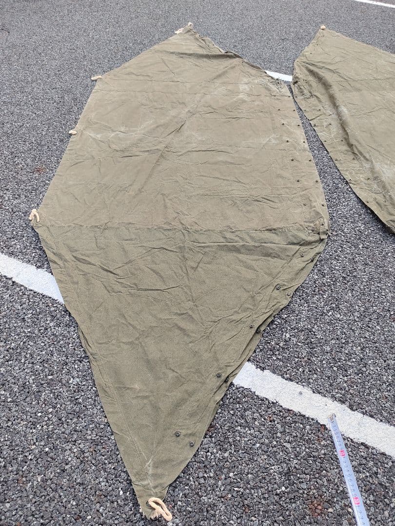 米軍 軍幕 US パップテント 2枚、ペグ10本、ポール2本