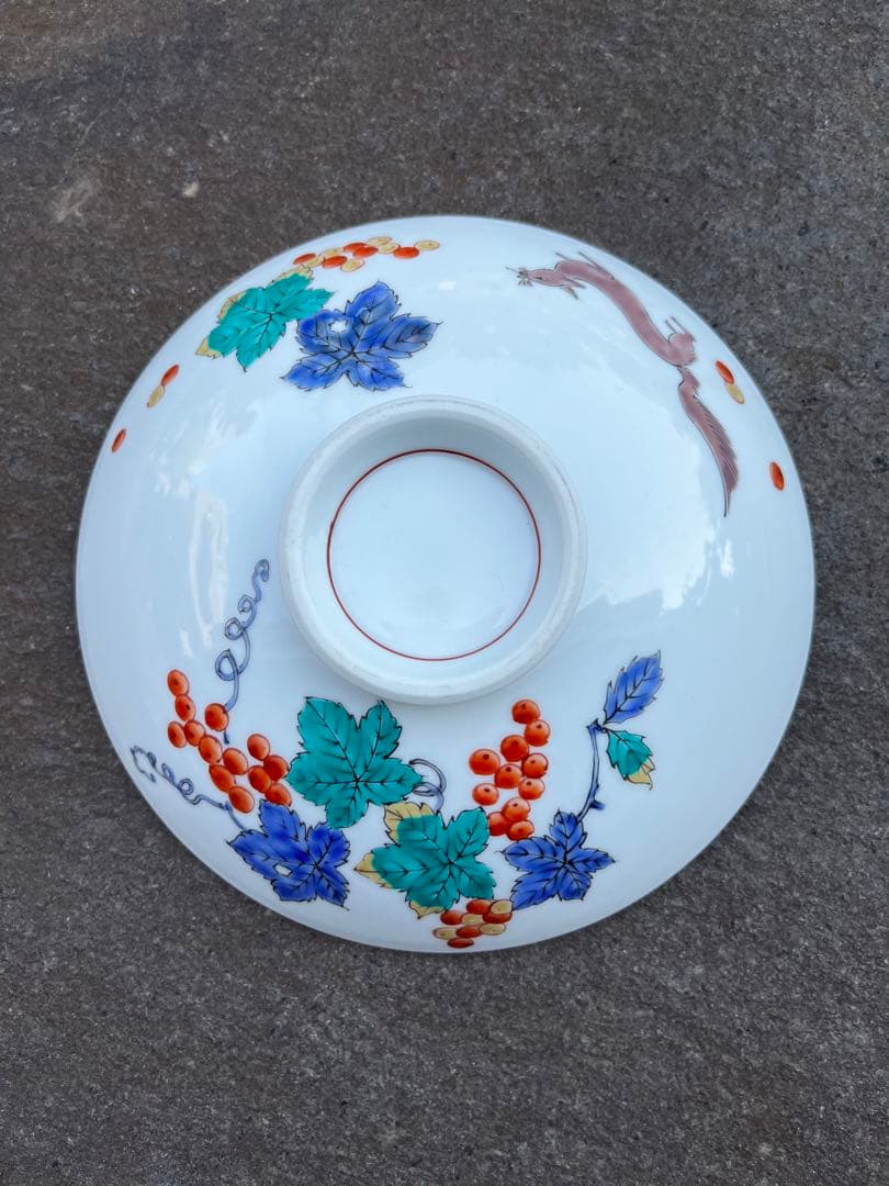 超希少　珍しい絵柄　有田焼　鷹峯作　深鉢　蓋付き　アンティーク