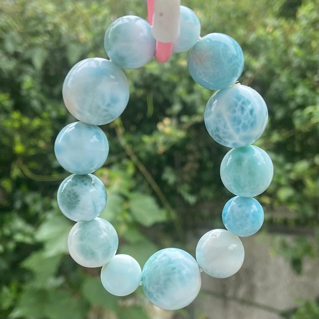 【今日明日のみうーたん】天然石 ラリマー 12-18mm ブレスレット