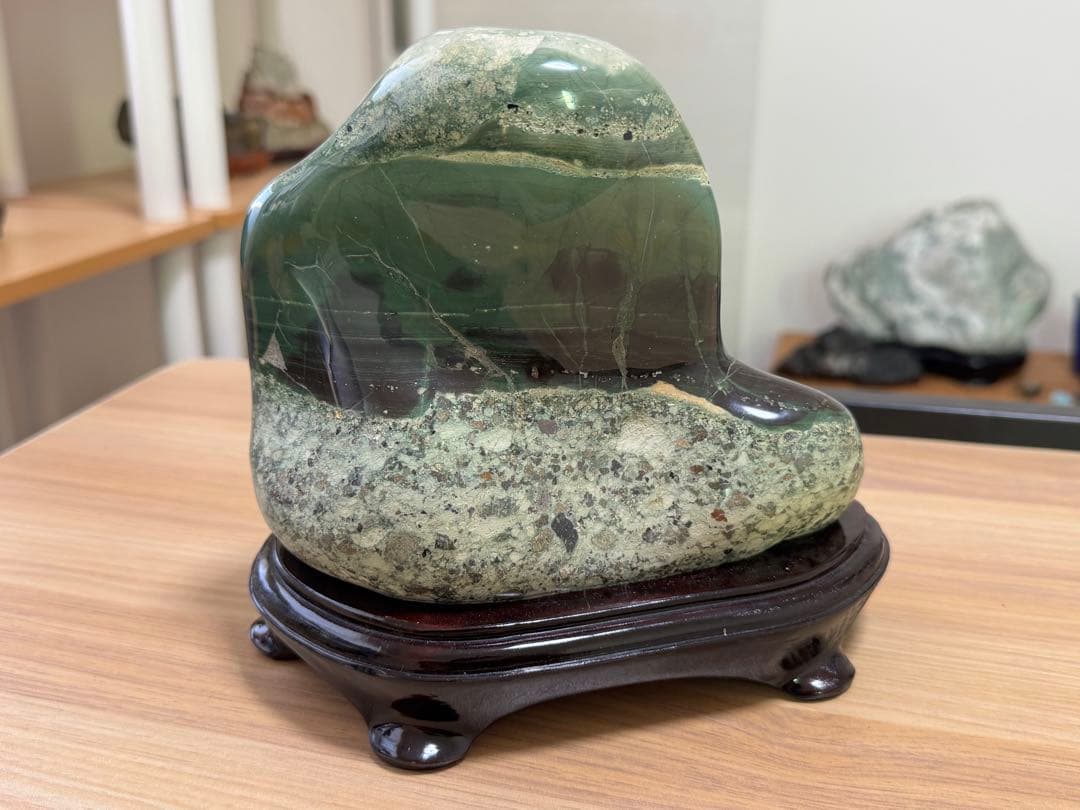 佐渡 青玉石 碧玉 青石 鑑賞石 希少 自然石 水石 盆石 佐渡石 置物