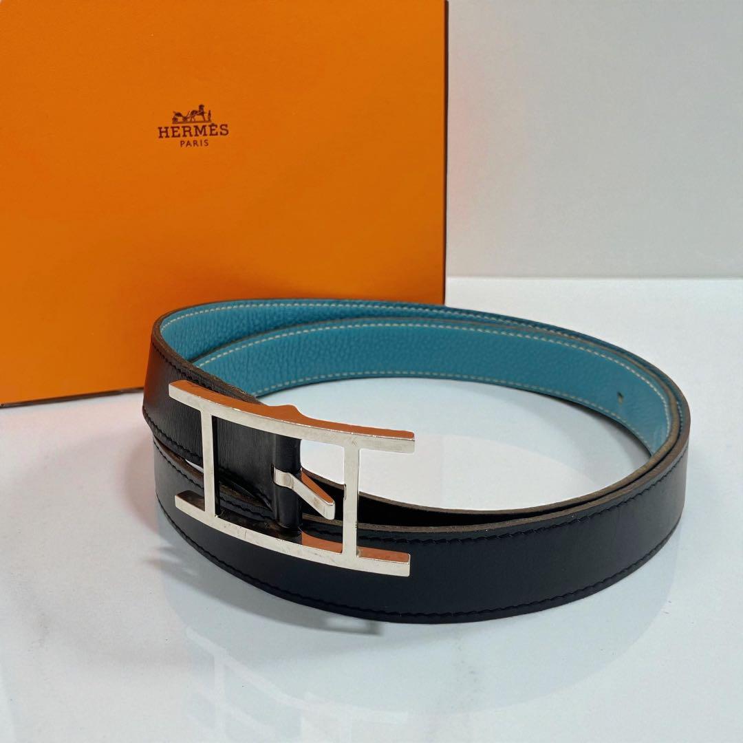 ⭐️良品⭐️ エルメス アピ ベルト 95 ブラック ブルージーン