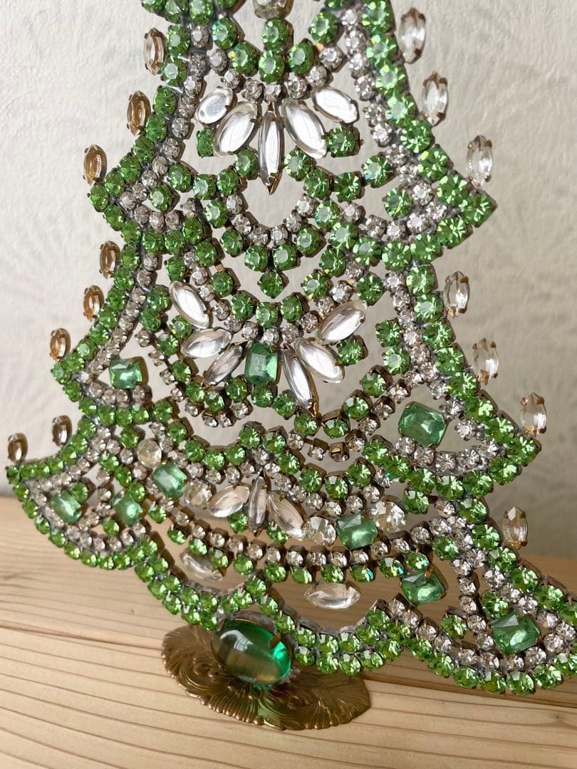 30cm特大/Bijoux刻印付/チェコガラス/クリスマスツリー/ライトグリーン