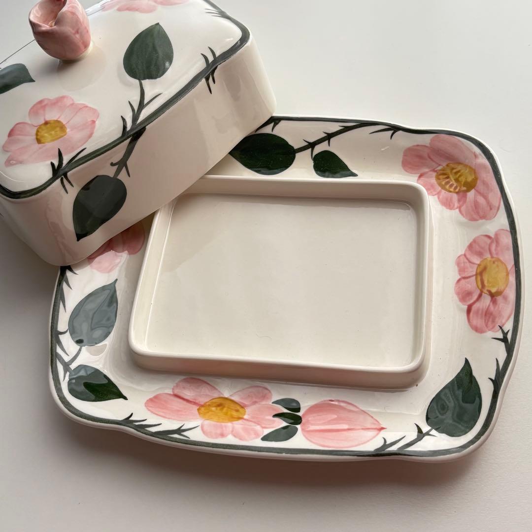 【西ドイツ】1950-70年代 ヴィレロイボッホ バターディッシュ 陶器 野バラ