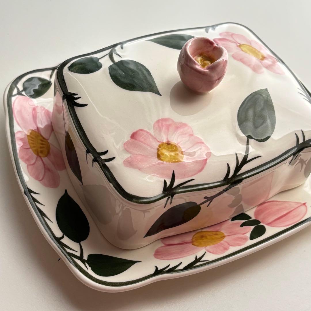 【西ドイツ】1950-70年代 ヴィレロイボッホ バターディッシュ 陶器 野バラ