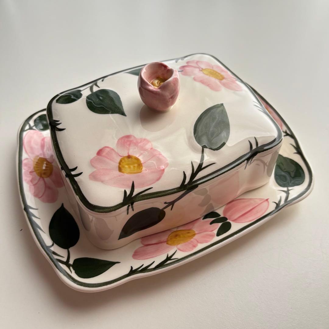 【西ドイツ】1950-70年代 ヴィレロイボッホ バターディッシュ 陶器 野バラ