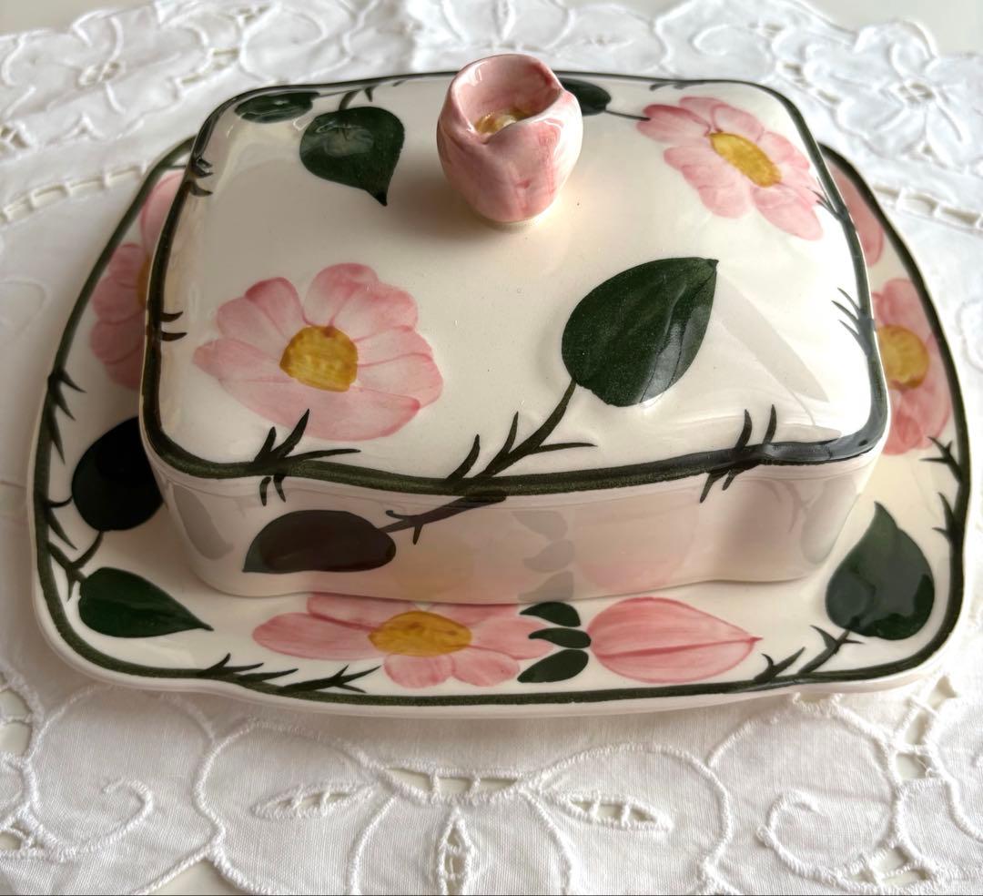 【西ドイツ】1950-70年代 ヴィレロイボッホ バターディッシュ 陶器 野バラ