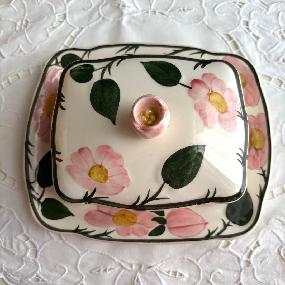 【西ドイツ】1950-70年代 ヴィレロイボッホ バターディッシュ 陶器 野バラ