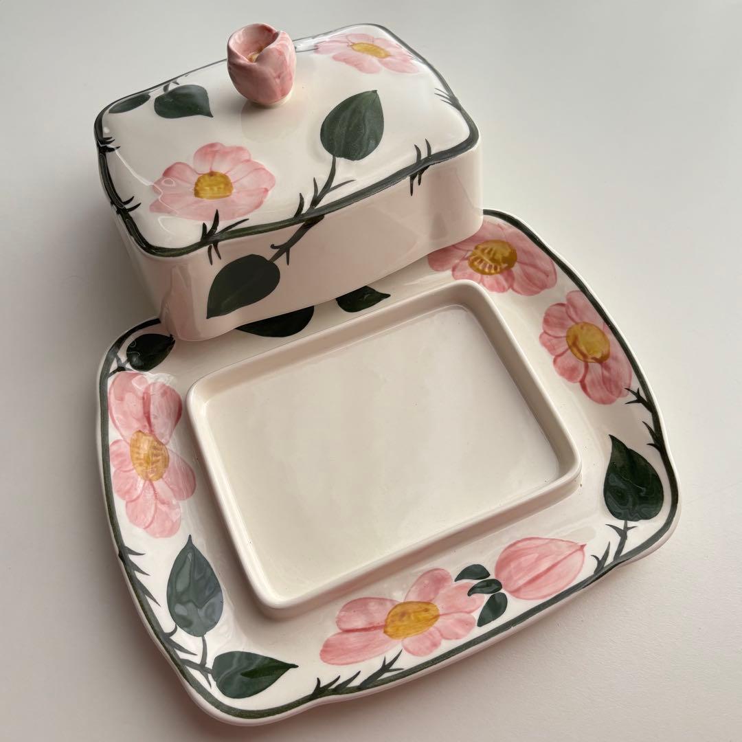 【西ドイツ】1950-70年代 ヴィレロイボッホ バターディッシュ 陶器 野バラ