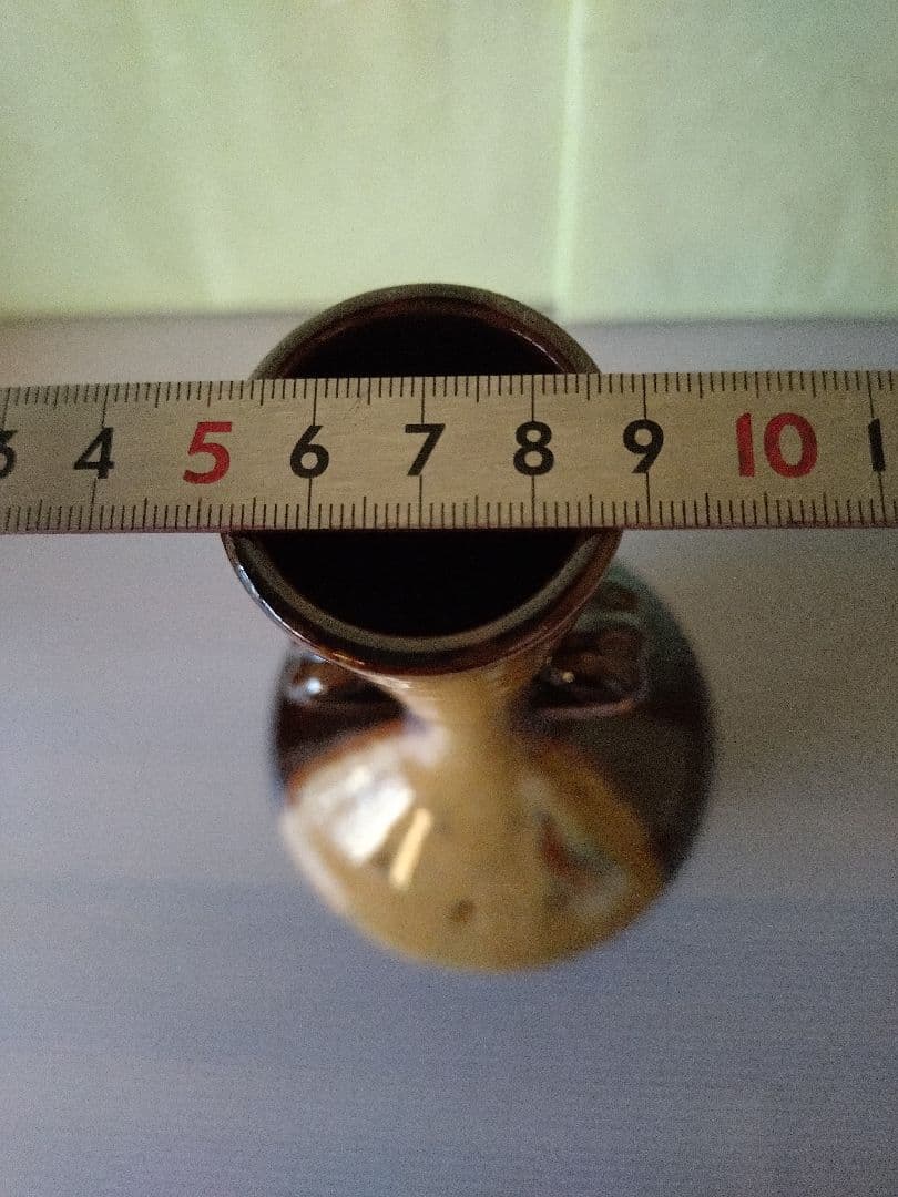 1 膳所焼　笹耳付　花入　陽炎園