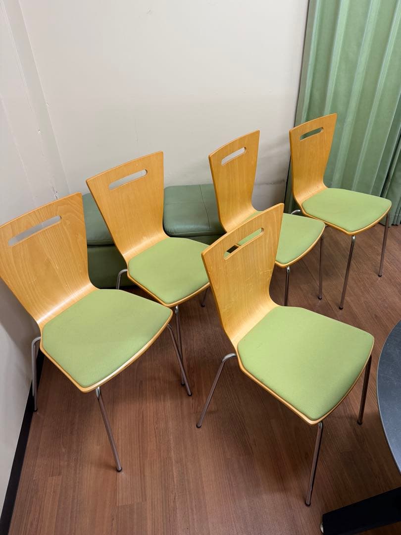 ダイニングチェア 5脚セット ナチュラル・グリーン