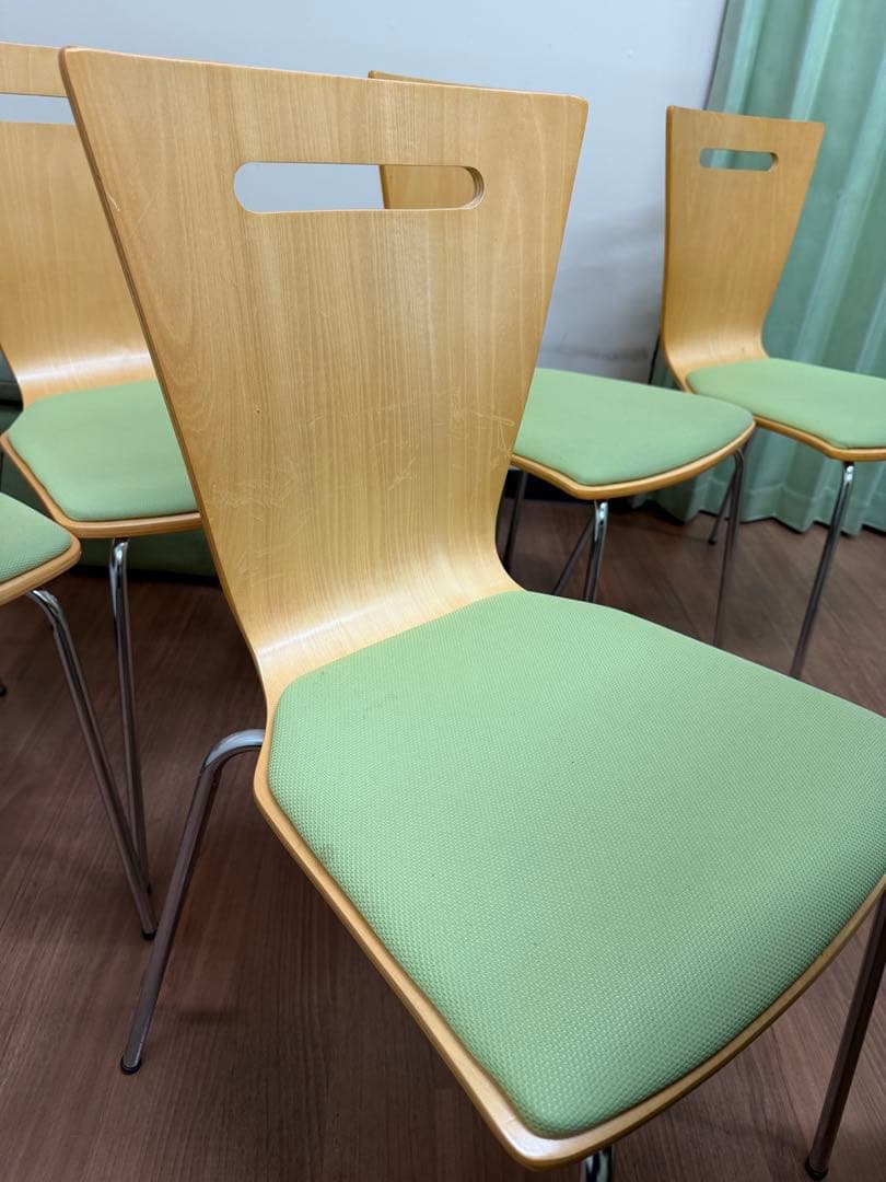 ダイニングチェア 5脚セット ナチュラル・グリーン