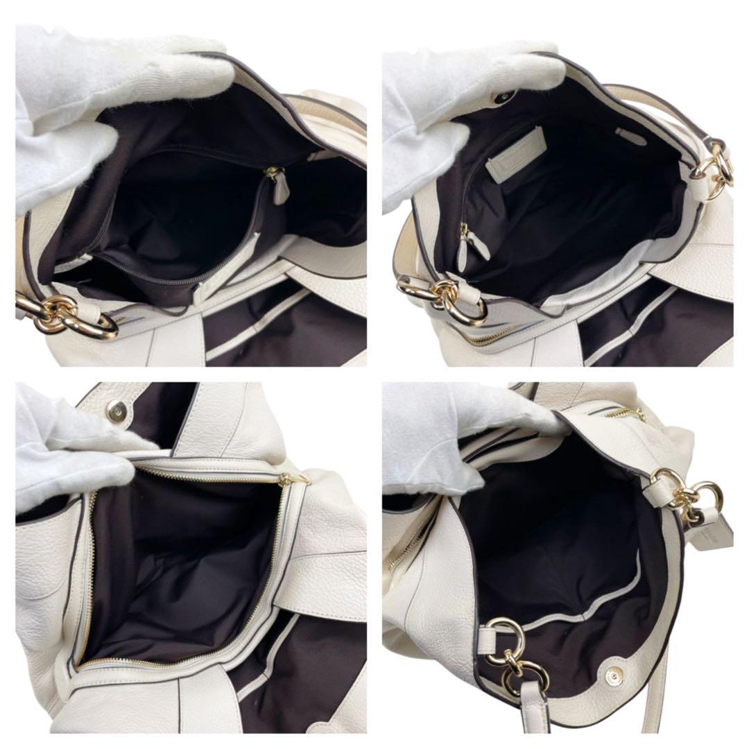 ✨極美品　COACH コーチ　ペブルレザー　トートバッグ　3室　シボ革　白