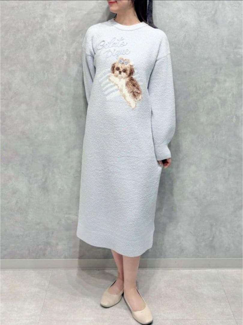 【新品未使用】ジェラートピケ♡シーズージャガードワンピース ブルー