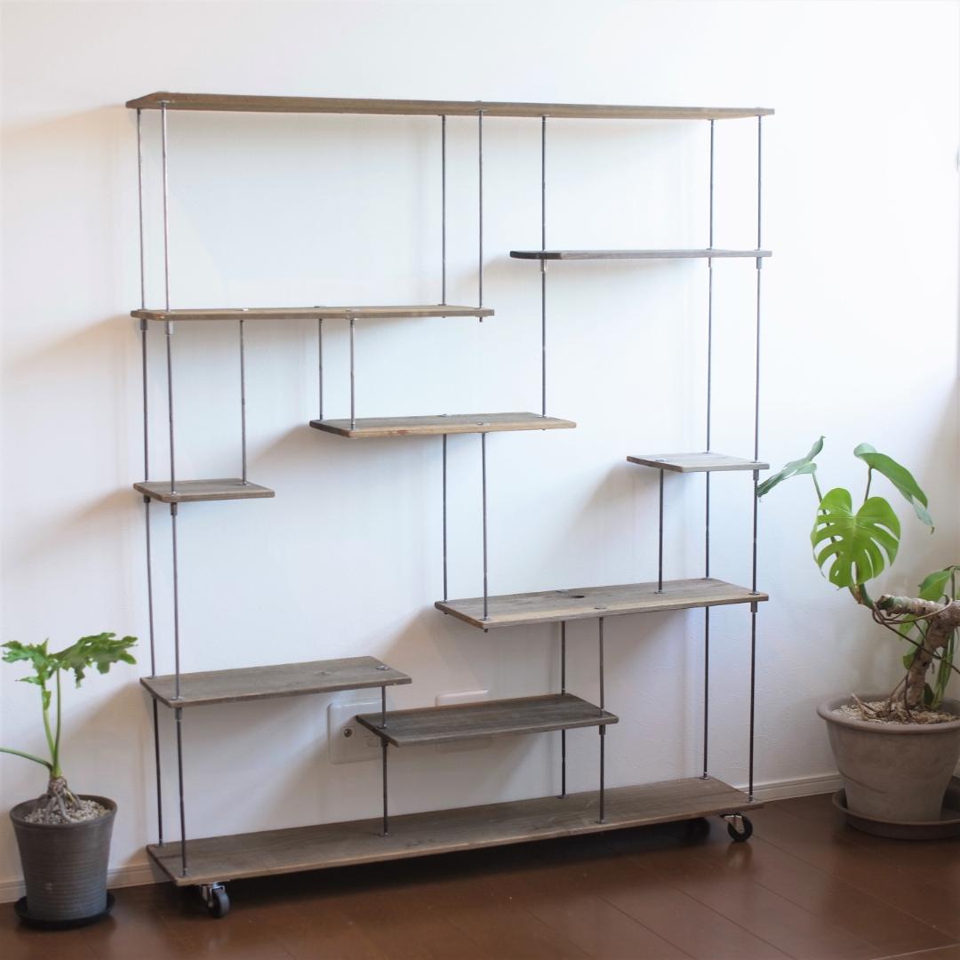 wood iron shelf 1500*1200*210〈グレイッシュカラー〉