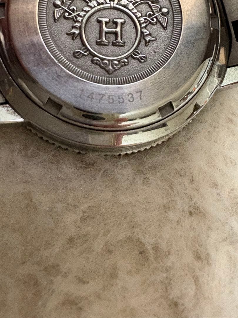 HERMES シルバー アナログ腕時計　 文字盤　ネイビー