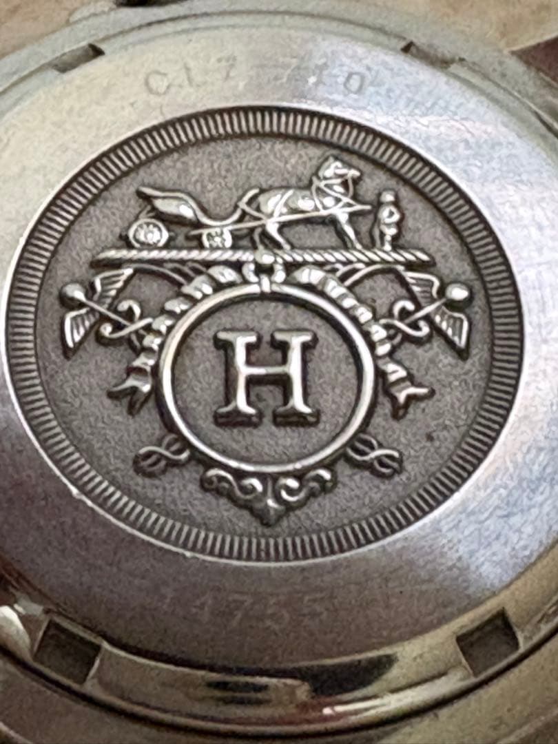 HERMES シルバー アナログ腕時計　 文字盤　ネイビー