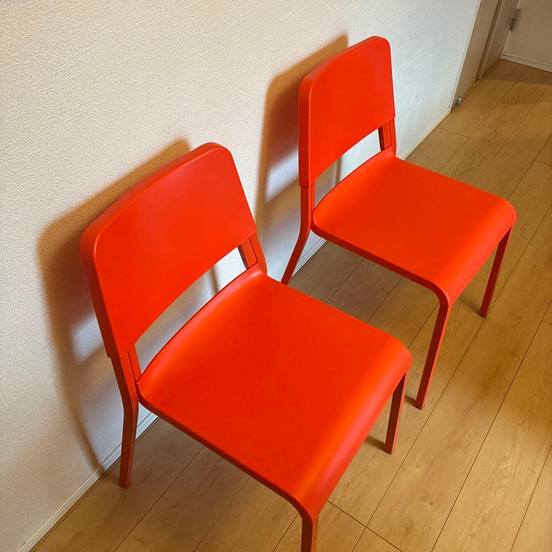IKEA 椅子　スタッキングチェア　オレンジ　廃盤