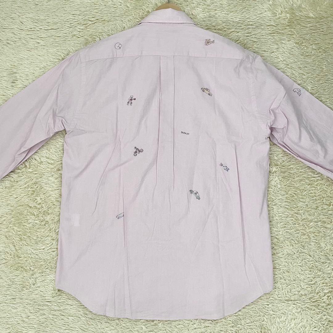 【未使用タグ付き】パパスプラス 長袖シャツ 総柄 パープル Lサイズ